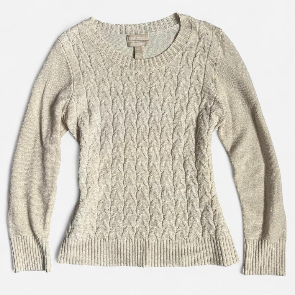 Cream Cable Knit Wool Blend Sweater